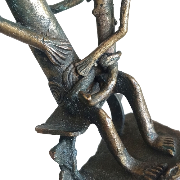 Antique Mother and Child Brass Bronzed Sculpture from Africa 5" (Very Old) - Picture 8 of 16